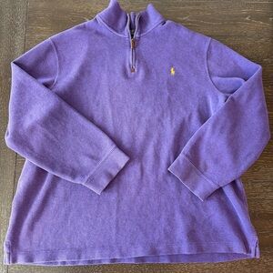 Polo Ralph Lauren Purple Quarter-zip Gold Pony Logo Cotton Pullover XXL